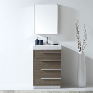 Hangzhou factory custom made cheap price PVC film bathroom cabinet with mirror