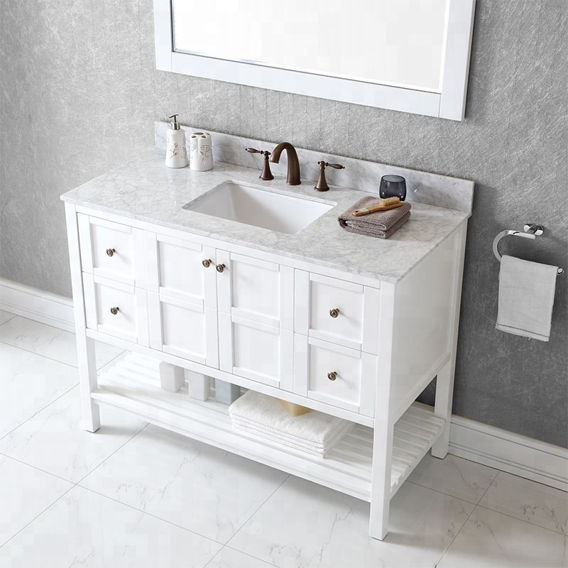 Europe classical solid wood double sink bathroom vanity