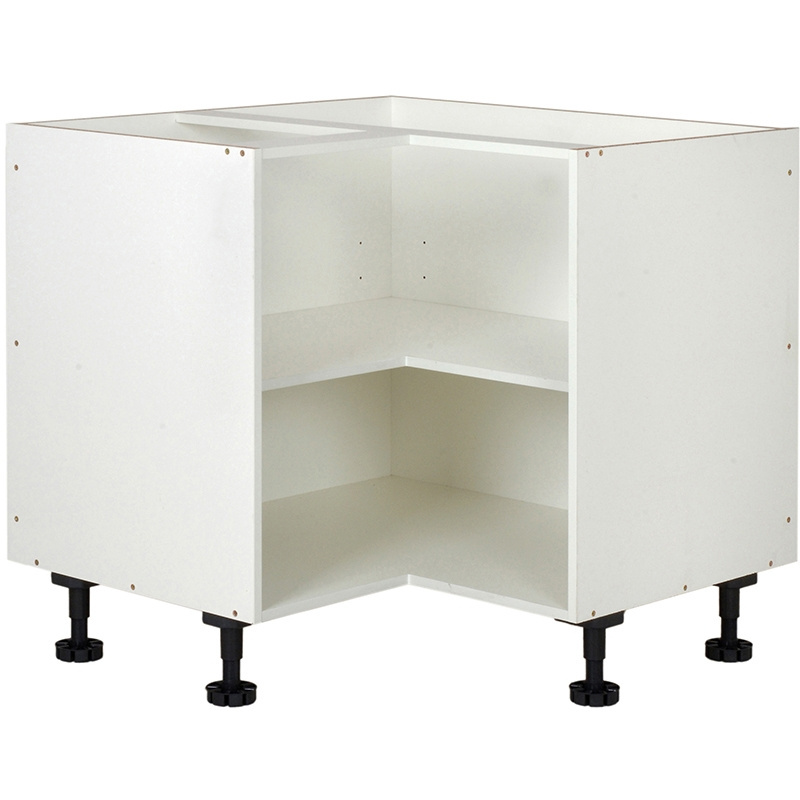 Low price white carcass corner lazy susan unit particle board kitchen base cabinet for sale