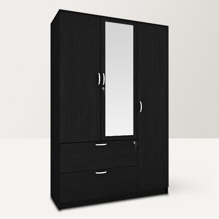 Wooden black contemporary 3 doors wardrobe closet for bedroom furniture