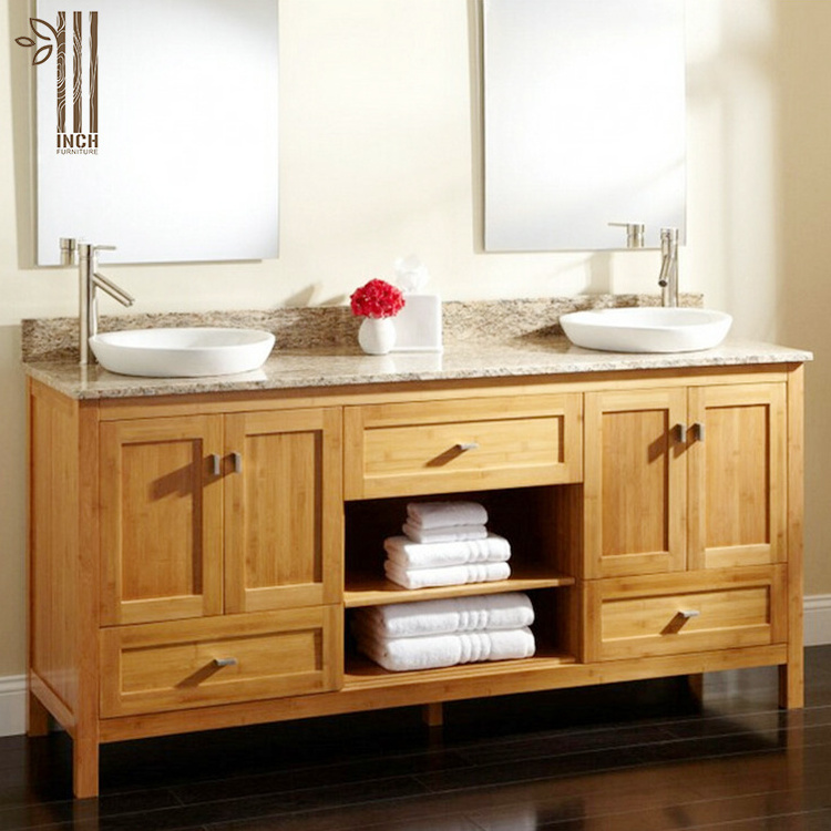 Europe classical solid wood double sink bathroom vanity