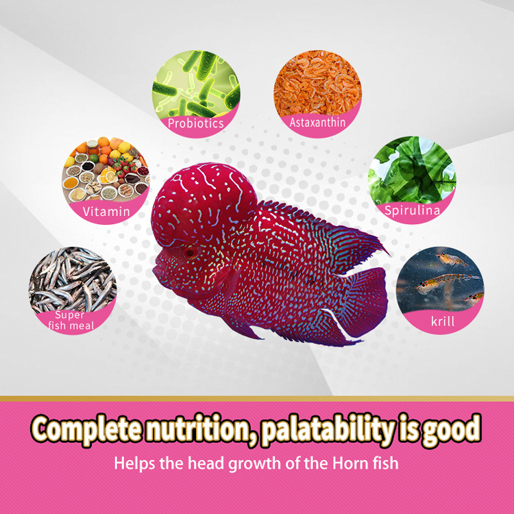 Fish food helps the horns of the fish grow rich in Vitamins and Minerals quality flower horn fish feed