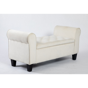 Small Velvet Ottoman Cheap Price Bedroom White Fabric Storage Living Room Furniture Modern Sofa Bed with Storage Storage Bench