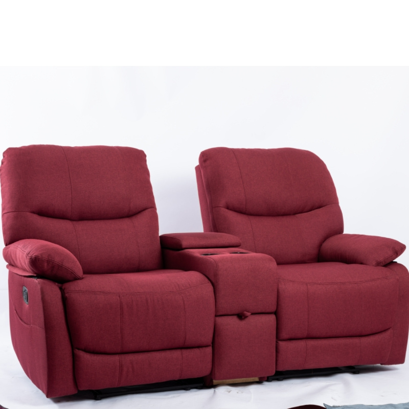 High quality love 2 seater sofa set furniture electric recliner with red linen cover