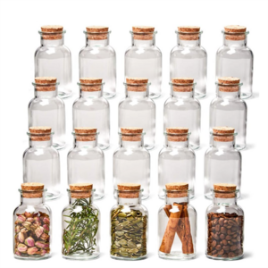 30ml 60ml 125ml 250ml 500ml 1000ml Glass Jars with Cork Stopper Lids Storage for Spice Tea Essential Oils