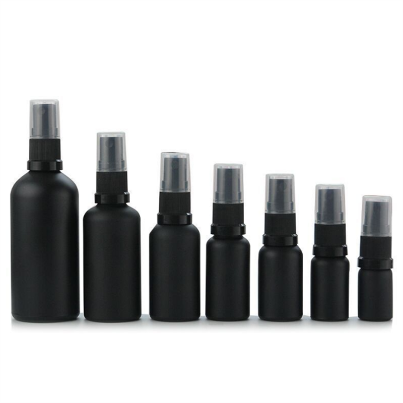 1oz 2oz 4oz Matte Black Fine Mist Boston Glass Bottles with Fine Mist Sprayer