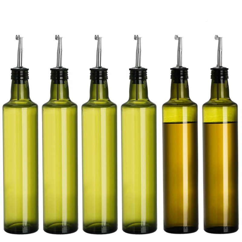 250ml 500ml Green Square Oil and Vinegar Dispenser Bottles for Kitchen Dark Green Olive Oil Bottle