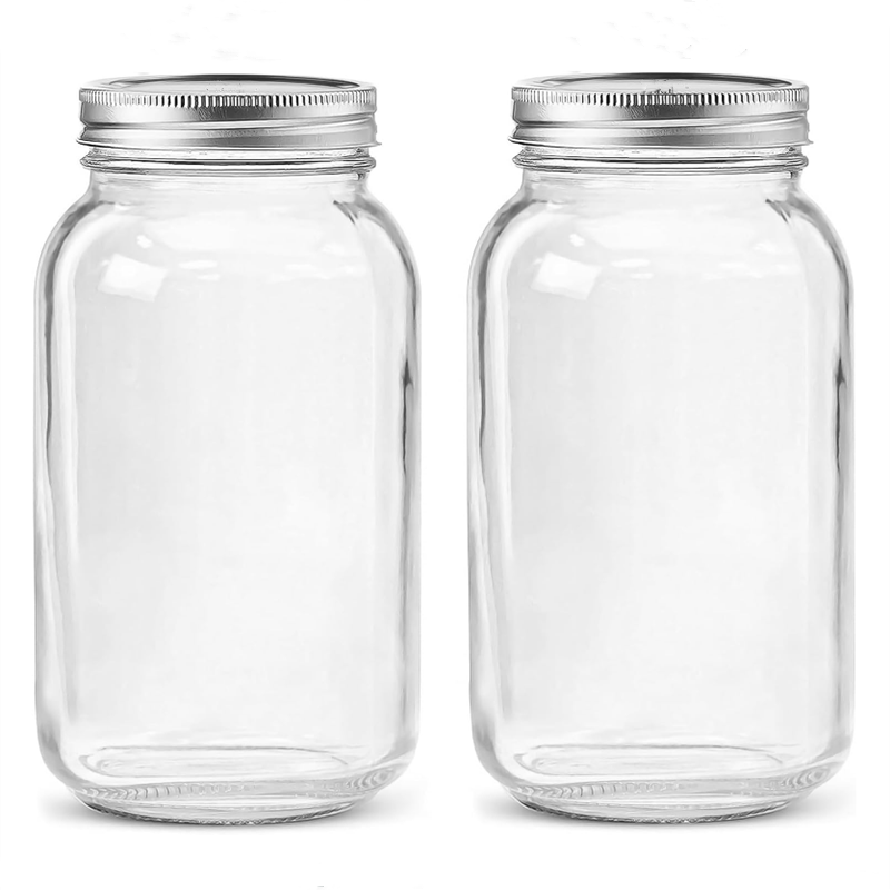 32oz Regular Mouth Glass Jars with Lid Airtight Container for Pickling Canning Home Decor