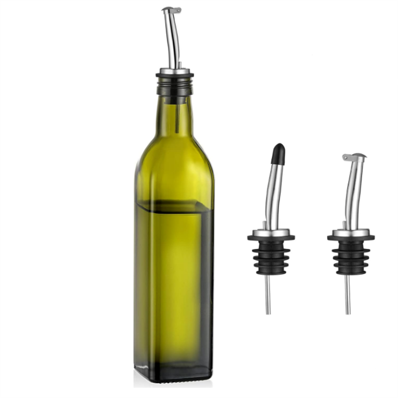 250ml 500ml Green Square Oil and Vinegar Dispenser Bottles for Kitchen Dark Green Olive Oil Bottle