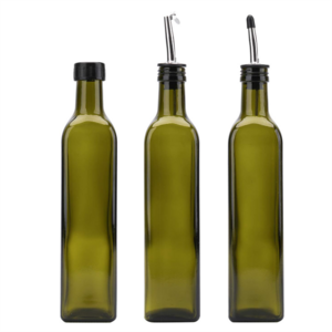 250ml 500ml Green Square Oil and Vinegar Dispenser Bottles for Kitchen Dark Green Olive Oil Bottle