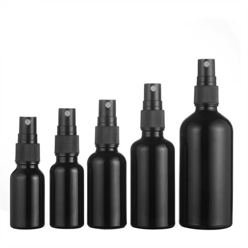 1oz 2oz 4oz Matte Black Fine Mist Boston Glass Bottles with Fine Mist Sprayer