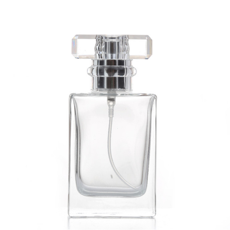 30ml 50ml Clear Rectangle Glass Perfume Bottle Luxury Square Glass Spray Bottle For Fragrance Oil