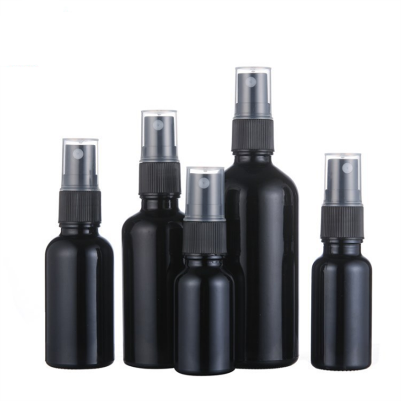 1oz 2oz 4oz Matte Black Fine Mist Boston Glass Bottles with Fine Mist Sprayer