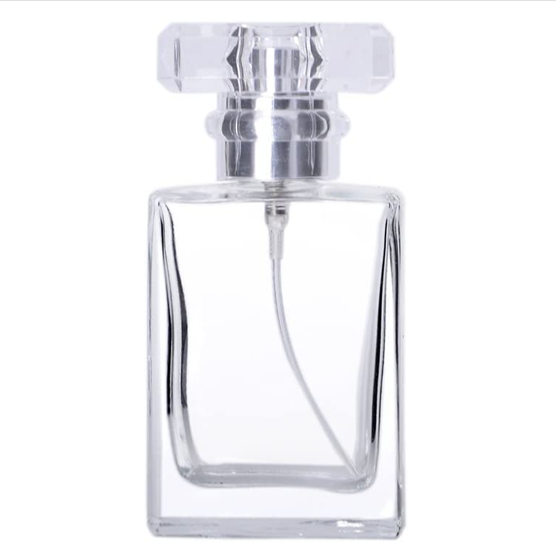 30ml 50ml Clear Rectangle Glass Perfume Bottle Luxury Square Glass Spray Bottle For Fragrance Oil