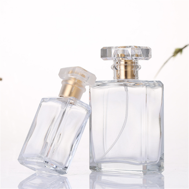 30ml 50ml Clear Rectangle Glass Perfume Bottle Luxury Square Glass Spray Bottle For Fragrance Oil