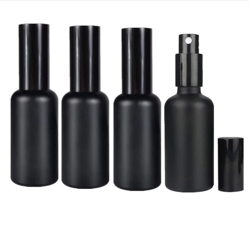 1oz Black Frosted Glass Spray Bottles Empty Perfume Fine Mist Atomizer with Pump Head