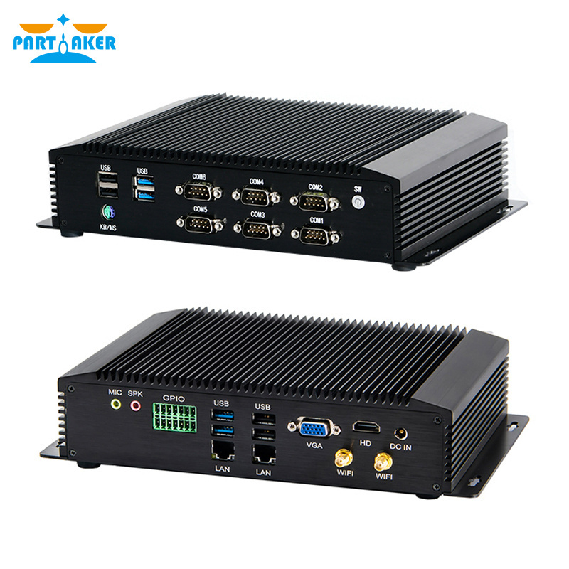 Newest with 6*COM fanless Mini PC GPIO SIM Intel Dual Core i7 855U i5 7200U Industrial Computer Plus LPT HD-MI VGA Dual LAN HTPC