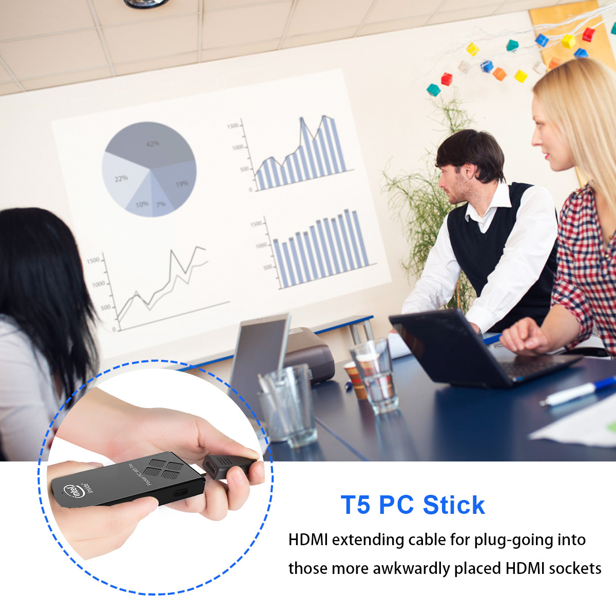 Partaker Mini PC Stick A-tom X5-Z8350 Window10 4GB+64GB 8GB+128GB USB 3.0 BT AC WiFi 4 Cores Pocket PC TV BOX Mini Computer