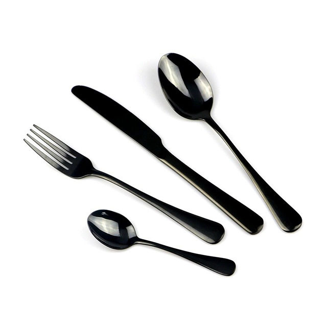 Black Cutlery Bulk Modern Restaurant Wedding Creative Flatware Set Spoons Forks Knives Stainless Steel Black Cutlery