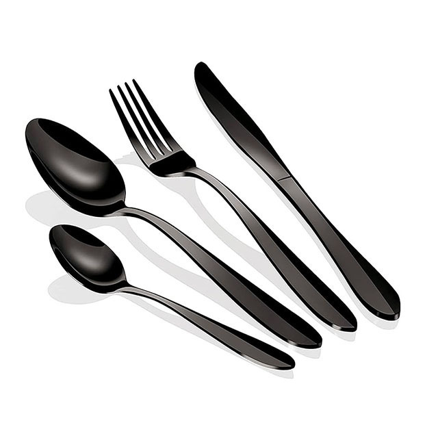 Black Cutlery Bulk Modern Restaurant Wedding Creative Flatware Set Spoons Forks Knives Stainless Steel Black Cutlery