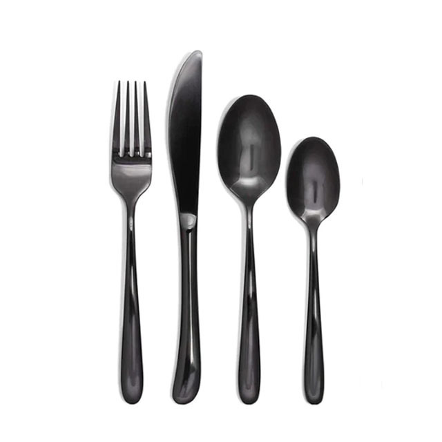 Black Cutlery Bulk Modern Restaurant Wedding Creative Flatware Set Spoons Forks Knives Stainless Steel Black Cutlery