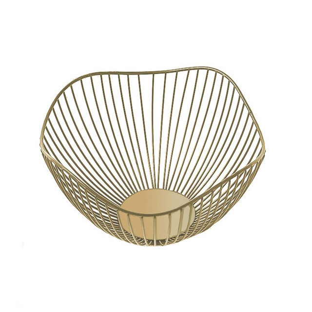 Wholesale Iron Metal Kitchen Fruit Storage Wire Basket, Bamboo Wood Lid Metal Wire Basket For Storage