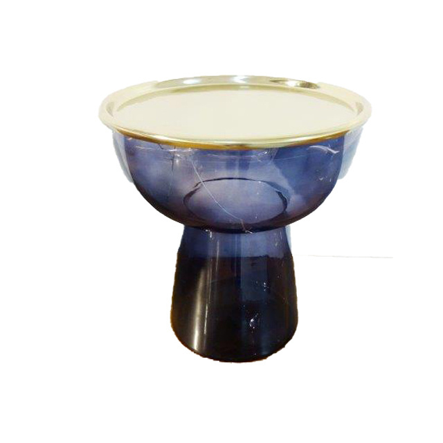 Blue & Top Gold Finishes Unique Design Coffee & Tea Table or Stool in Glass Trending Design in Reasonable Rate