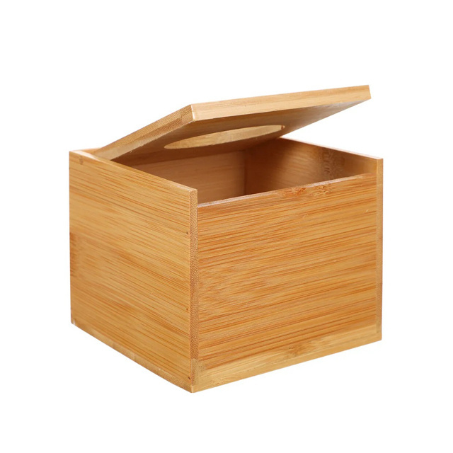 Factory Creative Household Transparent Tissue Container Holder Facial Tissue Dispenser Box with Bamboo Wood Lid