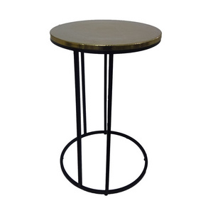 Antique Design Coffee Table Stool In Gold finishing Top & Based In Black Modern Bed Side Table Sofa Side Table