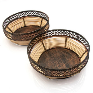 Decorative Cheap Cane Basket For Gift Hampers Picnic Carrying Rattan Can Basket with Lid Eco-Friendly Bamboo Rattan Wicker