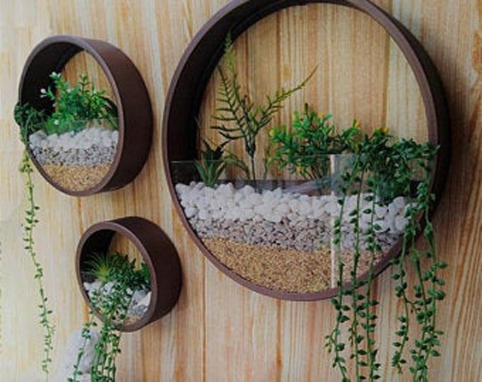 Wooden Round hanging Planter wall planters