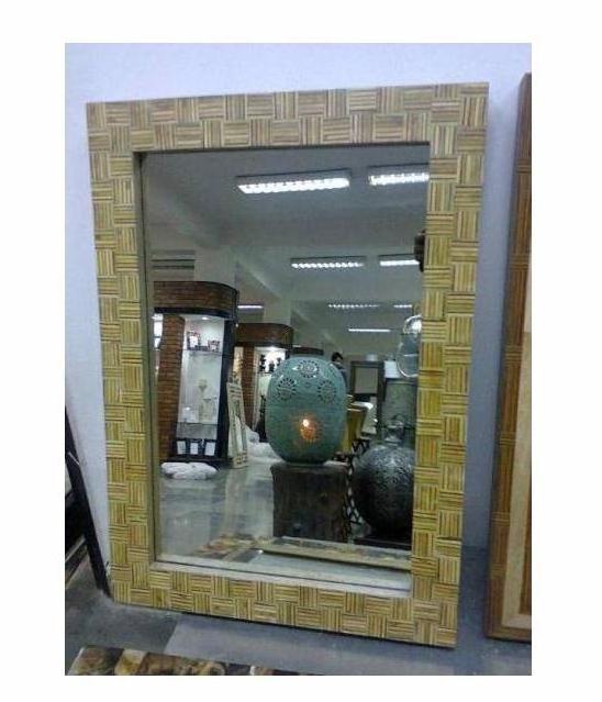 Wooden + Gold Middle Border Boundary High Quality Design Decorative wall mirror For Hotels Restaurant Bathroom