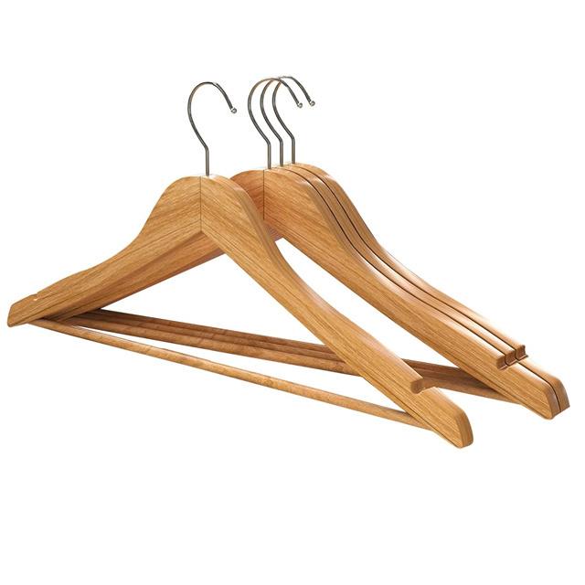 Luxury gloss black suit hanger custom color printing logo wood clothes wooden hangers for display rack