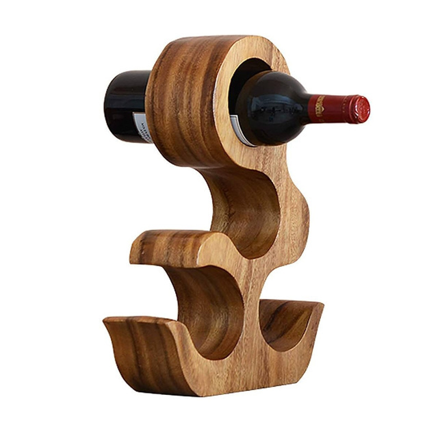 Wine Rack Freestanding Floor Modern Display Wine Storage Shelves Wood And Metal Farmhouse Stackable