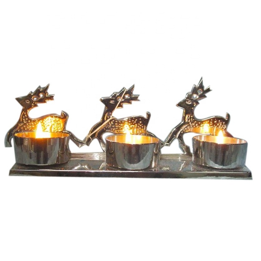 Best Quality reindeer 3 Tea Light Candle Holders T-lite Holder for Christmas