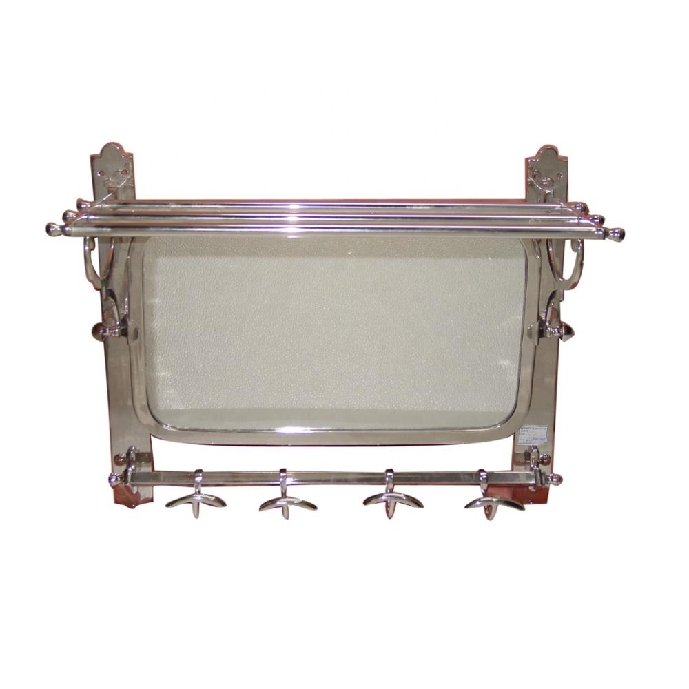 Brass Wall Mirror Bathroom Mirror with Towel Rack and Hooks oval bathroom mirror with light suitable price