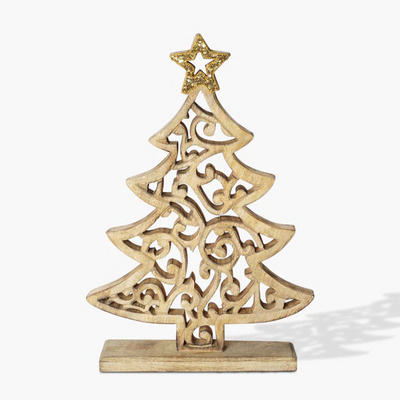 Factory price wooden ornament unfinished christmas wooden ornaments hanging crafts wood tree christmas stand