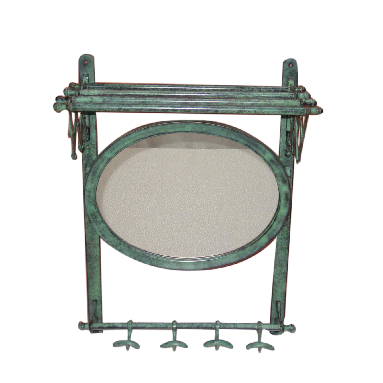 Brass Wall Mirror Bathroom Mirror with Towel Rack and Hooks oval bathroom mirror with light suitable price