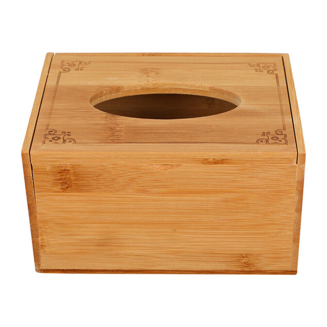 Factory Creative Household Transparent Tissue Container Holder Facial Tissue Dispenser Box with Bamboo Wood Lid