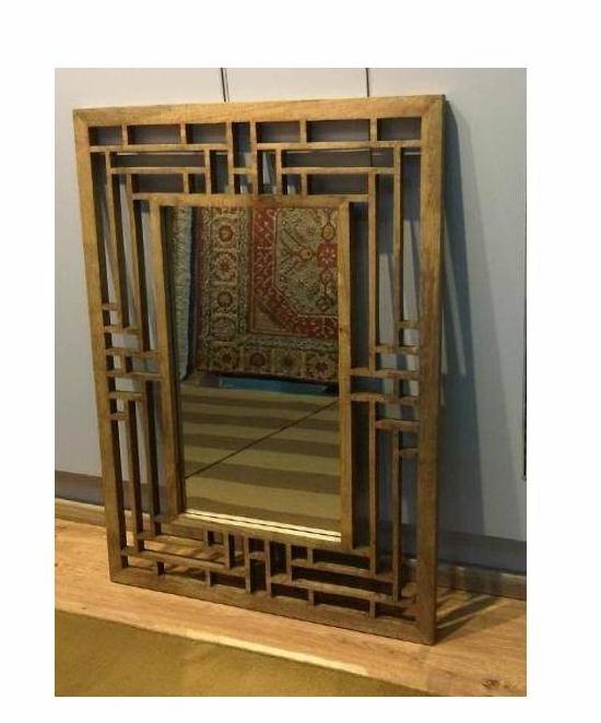 Wooden + Gold Middle Border Boundary High Quality Design Decorative wall mirror For Hotels Restaurant Bathroom