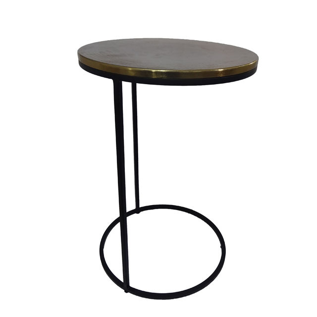 Antique Design Coffee Table Stool In Gold finishing Top & Based In Black Modern Bed Side Table Sofa Side Table