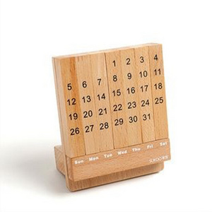 Top Quality Eco-Friendly Wooden Perpetual Esteem Beach Wood Small Blocks Daily Use Calendar For Desk Accessories