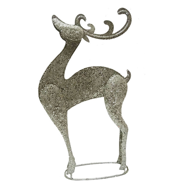 Metal cake stand with glass dome reindeer design on top designer cake stand for birthday party decoration