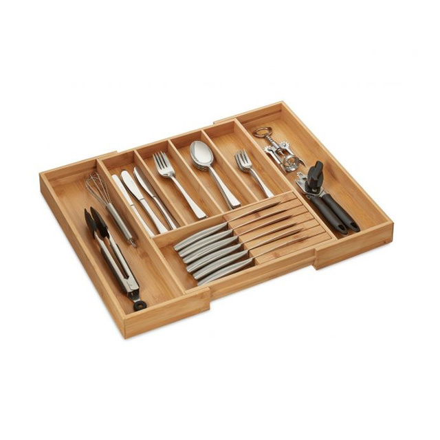 Natural Bamboo Wooden Packaging Gift Knife Display Box Kitchen drawer bamboo knife and fork box