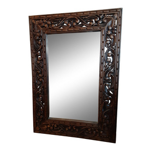 We sell product with good quality and price Unique Polished Wooden Framed Wall Mirror handmade