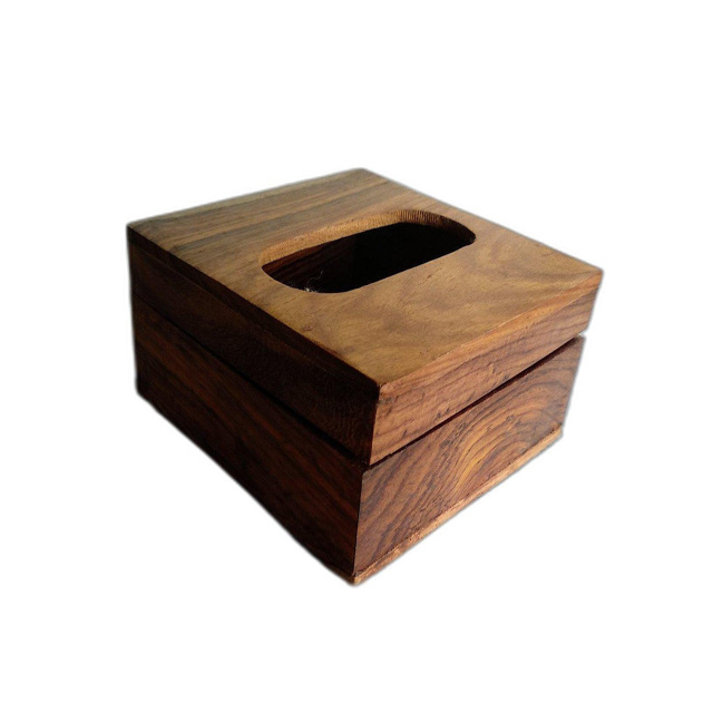 Factory Creative Household Transparent Tissue Container Holder Facial Tissue Dispenser Box with Bamboo Wood Lid