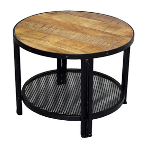 Best Selling Top Quality Indian Wooden Antique Industrial Round Top Center Coffee Table for Home Hotel and Restaurant