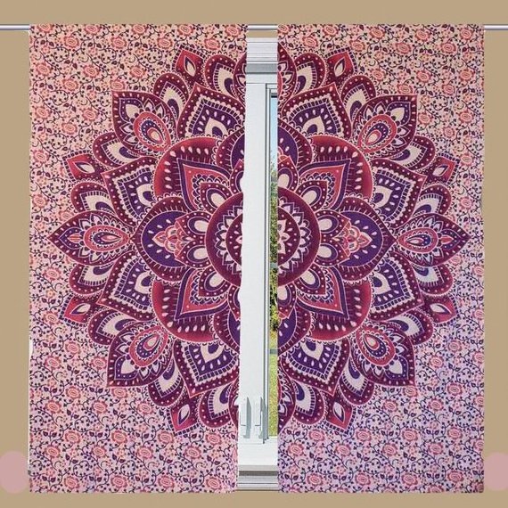 Home Decor Hippie Mandala Curtain Tapestry Indian Ethnic Wall Hanging Cotton Fabric Boho Wall Art Tapestry Curtains _ 5