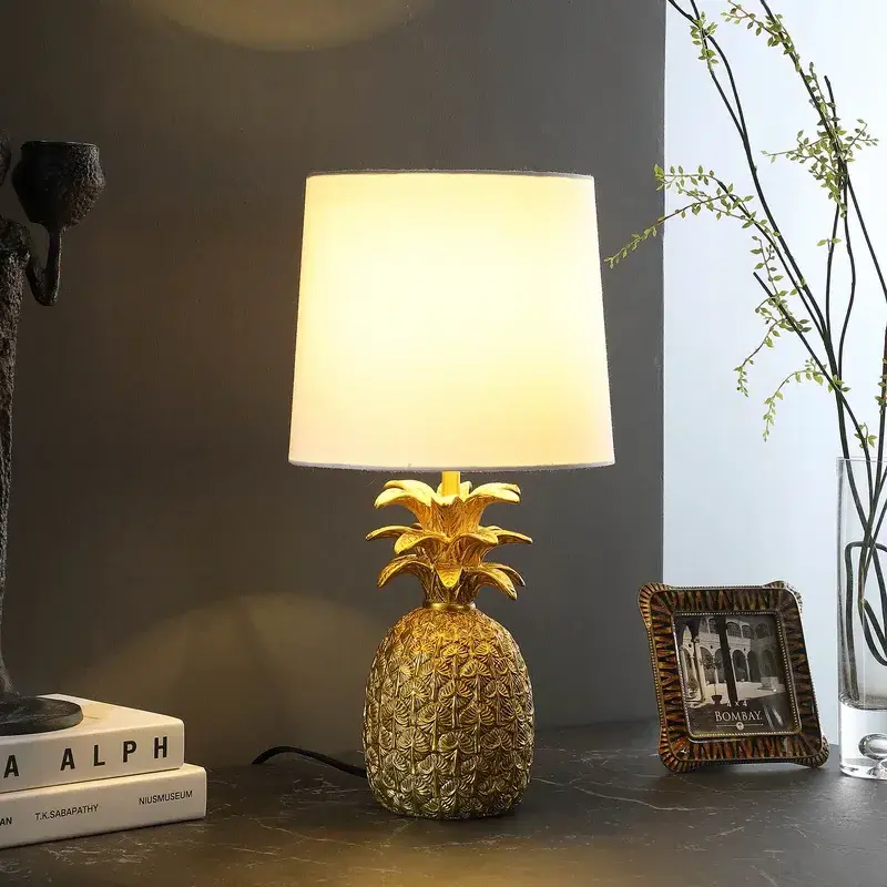 Crafts 17' Table Lamp Moroccan Modern bedroom lighting fixture table lamp vintage metal gold pineapple shape lamp for home decor