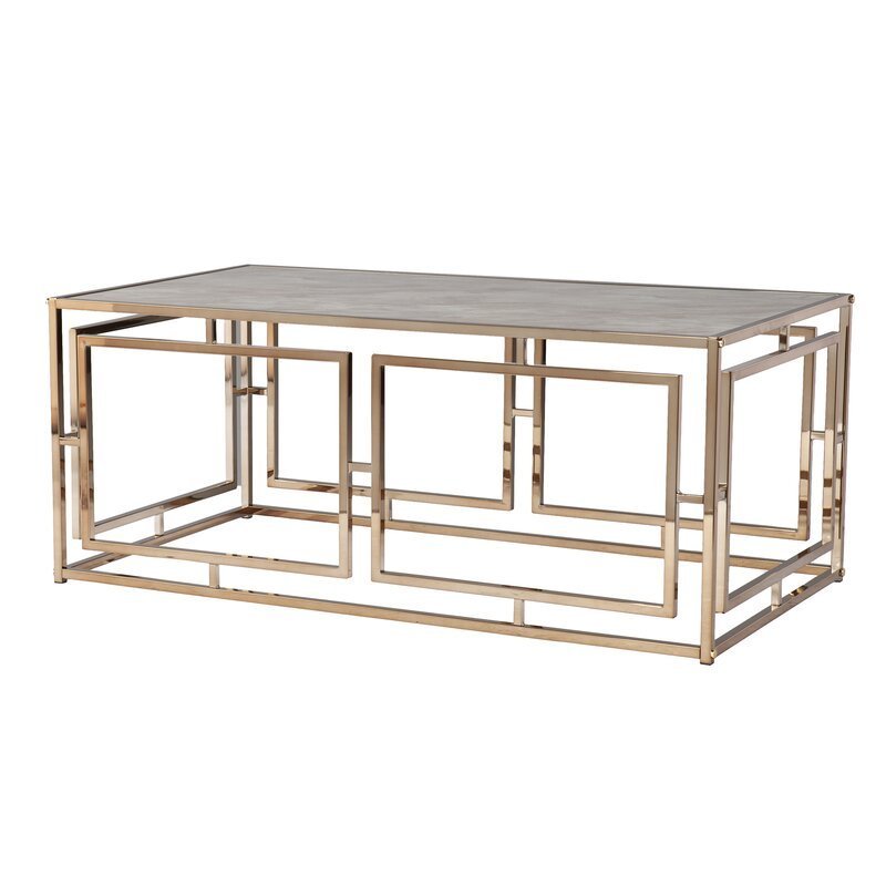 Superb quality Modern Gold Stainless steel Frame living room home furniture luxury rectangular coffee tea table